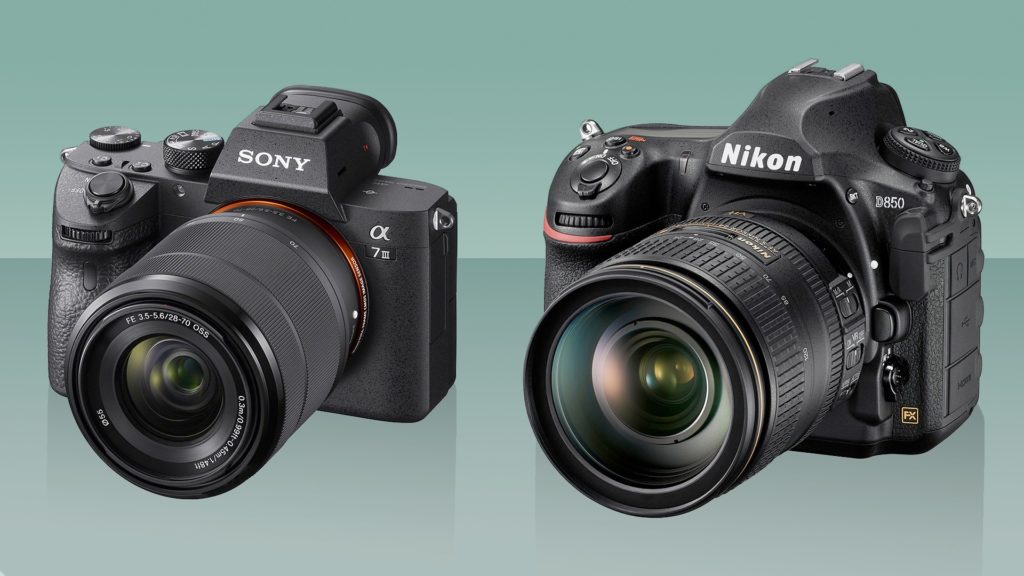 Sony and a Nikon camera side by side