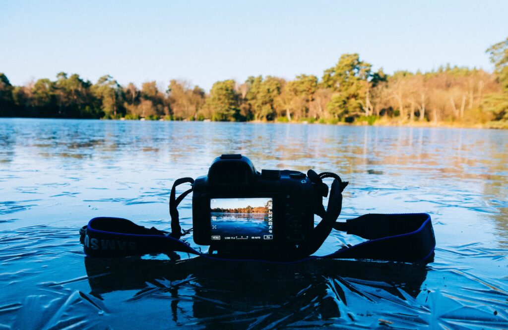 A waterproof camera being used outdoors