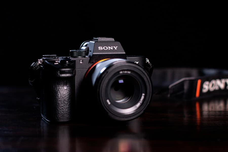 A black Sony camera